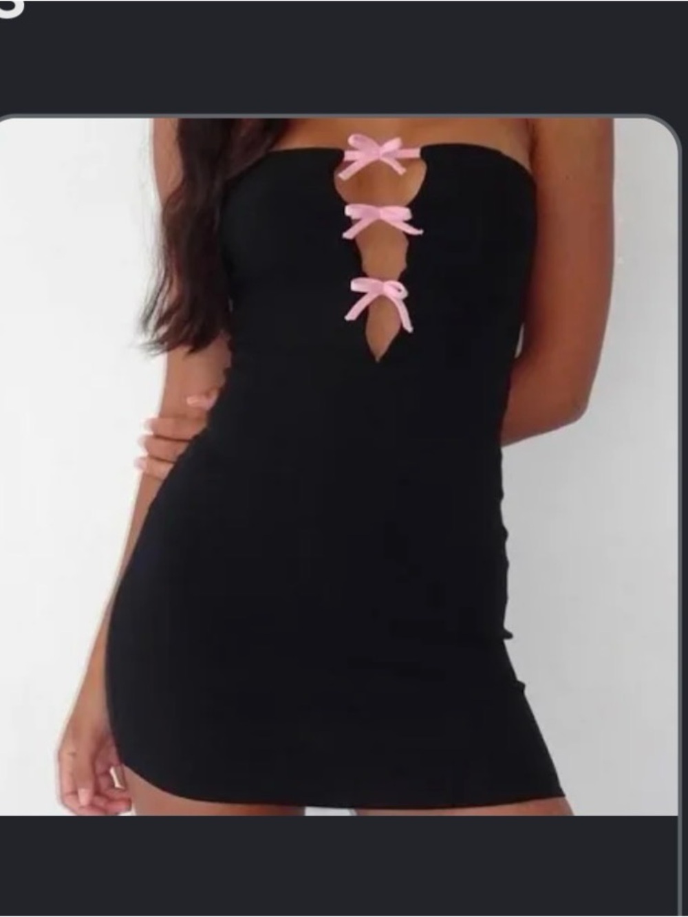 Motel Novara Black Sleeveless Mini Dress with Pink Bow Accents